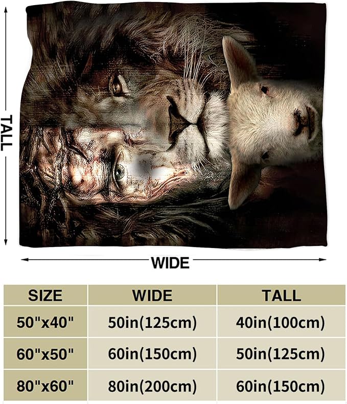 Christian Jesus Lion & Lamb Throw Blanket - Image 5