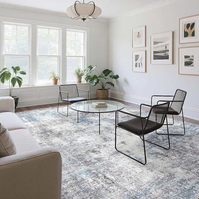 Washable 9X12 Area Rug: Modern Abstract Soft Non-Slip Indoor Rugs Home Decor - Image 2