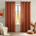 MIULEE Burnt Orange 2 Panels 84 Inch Long Farmhouse Linen Sheer Window Curtains by MIULEE