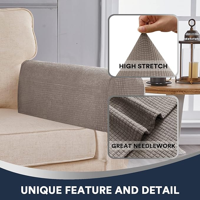 Stretch Sofa Arm Covers Spandex Jacquard Anti-Slip Couch Arm Covers - Image 6