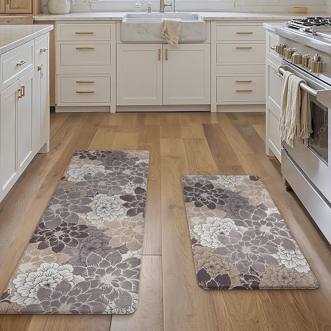 GENIMO Kitchen Mats for Floor 2PCS, Cushioned Anti Fatigue Kitchen Rugs Floral - Image 6