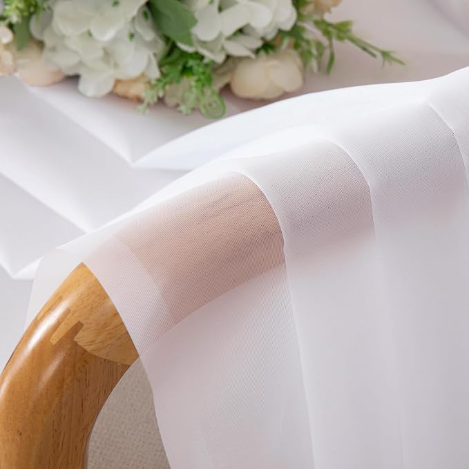 OVZME 2 Panels Sheer White Curtains 54 Inches Length Window Treatment - Image 5