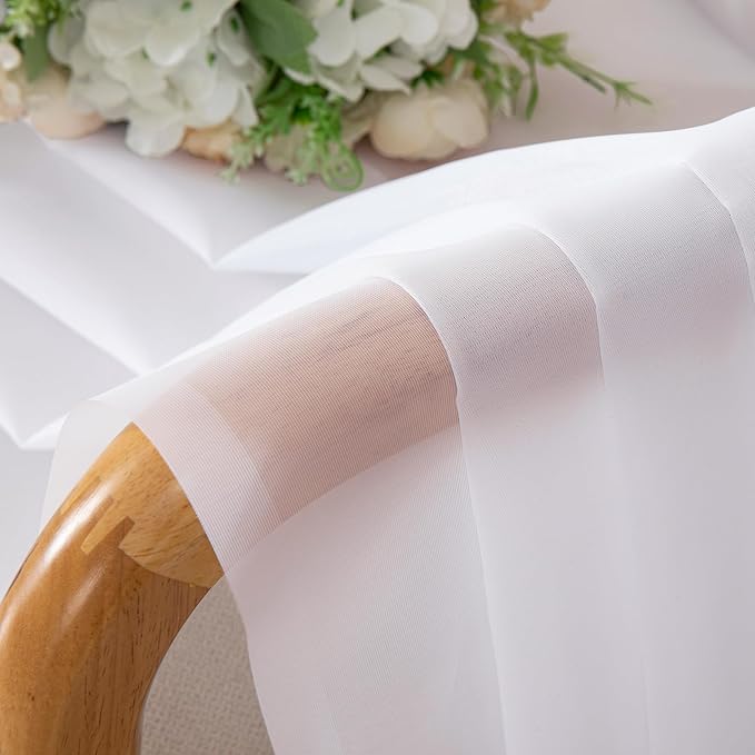 OVZME 2 Panels White Sheer Curtains 96" Length - Image 8