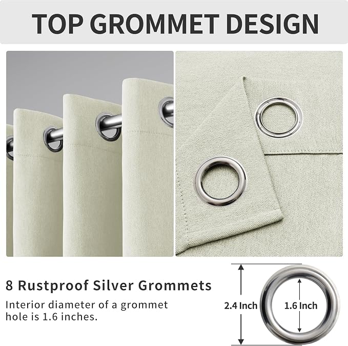 Easy-Going Linen Look Blackout Curtain Grommet Window Curtain Drapes - Image 7