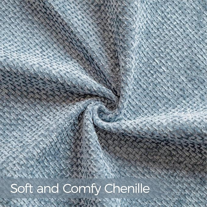 a moment Blue Chenille Throw Pillow Covers 20x20 Inch Pack of 2 Modern - Image 4