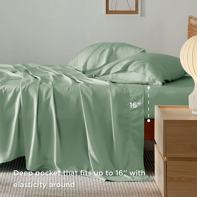 Bedsure Full Size Bed Sheets, Cooling Sheets, Rayon Derived from Bamboo - Image 4