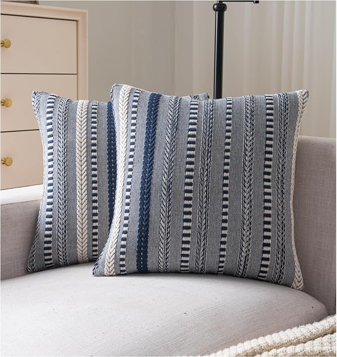 Boho Throw Pillow Covers 20x20 Inch Set of 2, Farmhouse Decorative Couch Pillow by Cethom