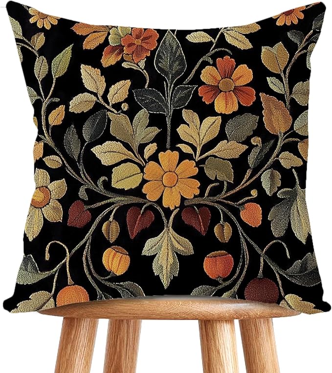 William Morris Abstract Vintage Print Floral Velvet Design Throw Pillow Covers by Unknown