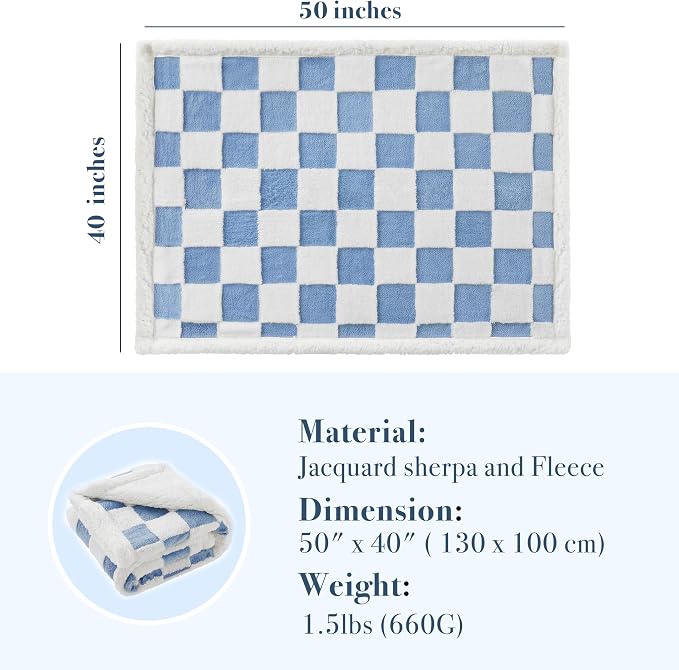 Checkered Dog Blanket, Cute Aesthetic Style Fluffy Fleece Pets Blanket - Image 5