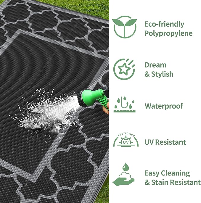 GENIMO 4 ' x 6 ' Outdoor Rug for Patio, Waterproof Indoor Outdoor Plastic Straw - Image 7