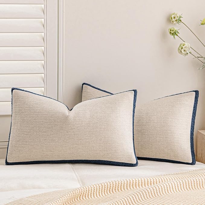 a moment Loop Yarn Linen-Like Pillow Cover Natural Soft Decorative Throw Pillow by amoment