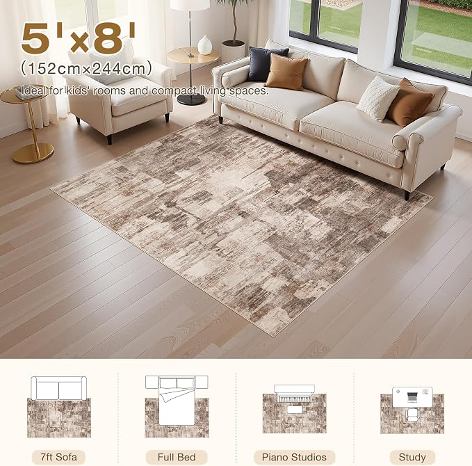 Abstract Living Room Rug 5x8 - Image 2
