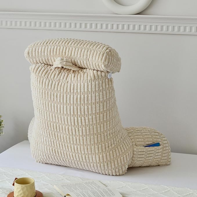 WERDIM Reading Pillow with Detachable Neck Roll, Large Back Pillow - Image 5