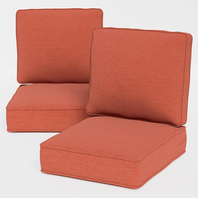 Outdoor Chair Cushions 23" x 24" x 4", Patio Deep Seat Replacement Cushions Set by Pugire