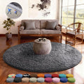 Ophanie Round Rug 4Ft Grey Circle Area Rugs, Fluffy Fuzzy Small Bedroom Carpet by Ophanie