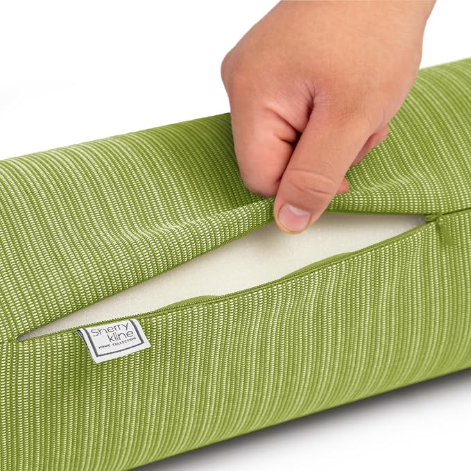 Sherry Kline Island Breeze Indoor/Outdoor Corded Neck Bolster Kiwi 6"x 18" Set - Image 3