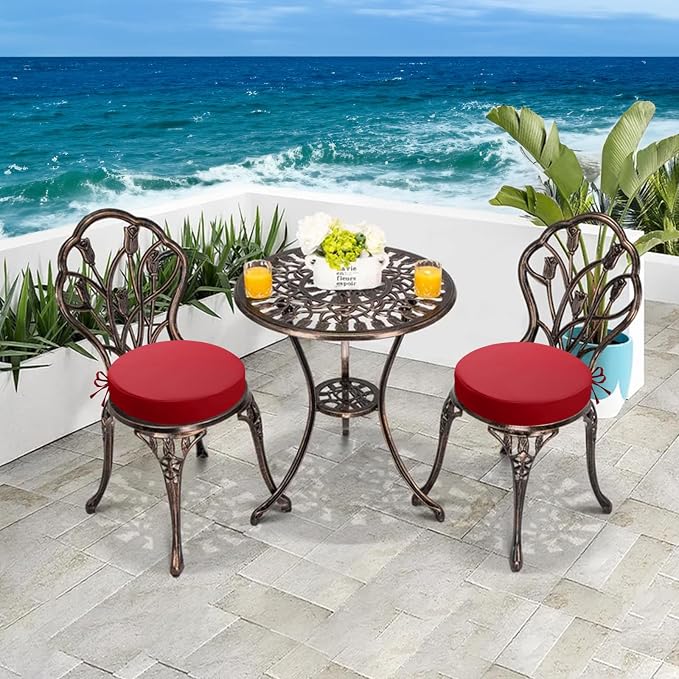 idee-home Outdoor Bistro Chair Cushions, 15”x15”x 3” Thick Outdoor Round Seat - Image 5