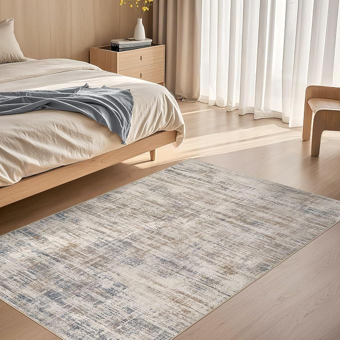 Area Rug for Living Room: 3x5 Washable Neutral Abstract Modern Soft Rugs Non by UERMEI