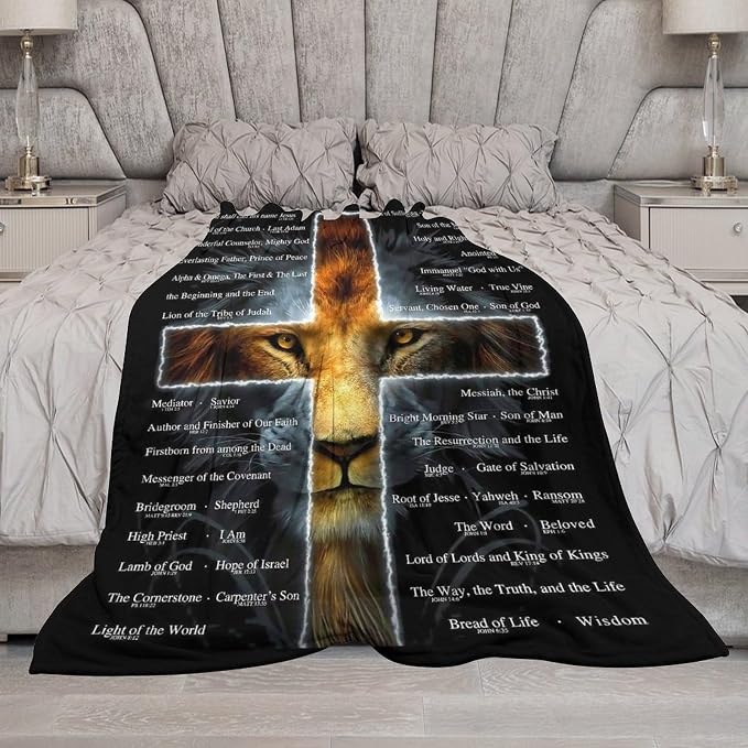 Christian Lion Blanket Scripture Jesus Throw Blanket Christian Gifts - Image 3