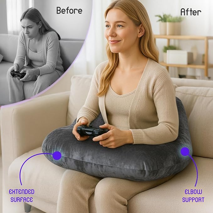 MELLO Lap Pillow for Reading – Memory Foam Gaming Pillow for Lap, Elbow and Arm - Image 6