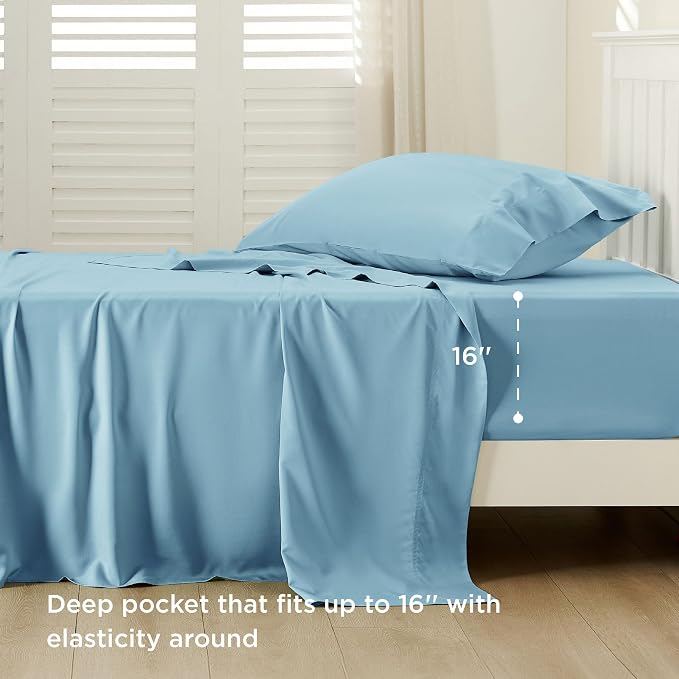 Bedsure Cooling Sheets Twin, Rayon Derived from Bamboo, Breathable & Soft Twin - Image 3