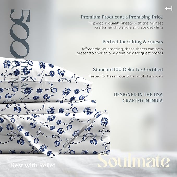 Mayfair Linen 100% Cotton Printed California King Cotton Sheets - Image 8