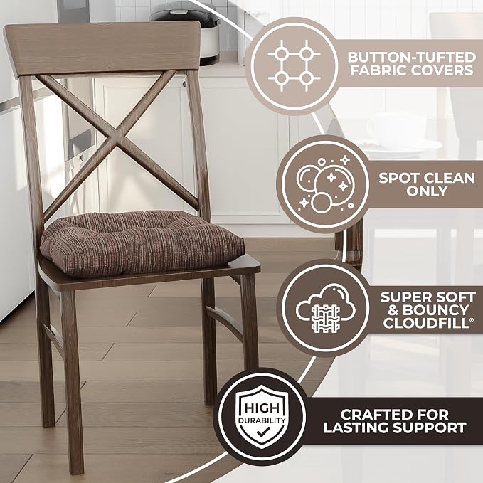 Klear Vu Gripper Overstuffed Universal Non-Slip Dining Chair Cushions - Image 2