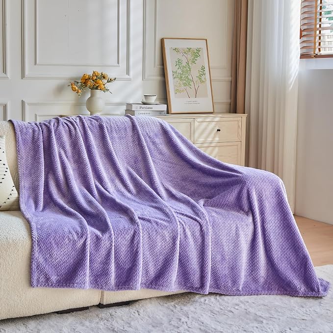 NEWCOSPLAY Super Soft King Blanket Lavender Premium Silky Flannel Fleece Leaves - Image 9