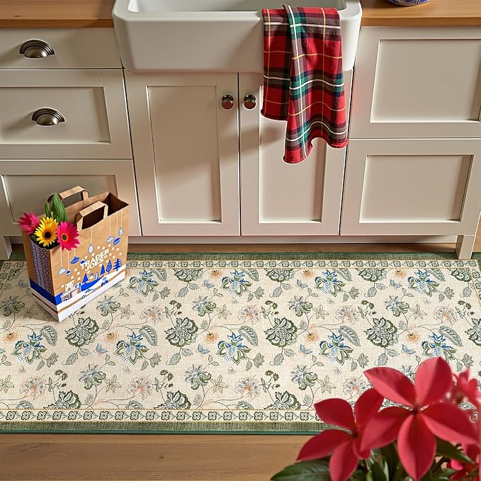 jinchan Elora 2x5 Floral Runner Rug - Image 2
