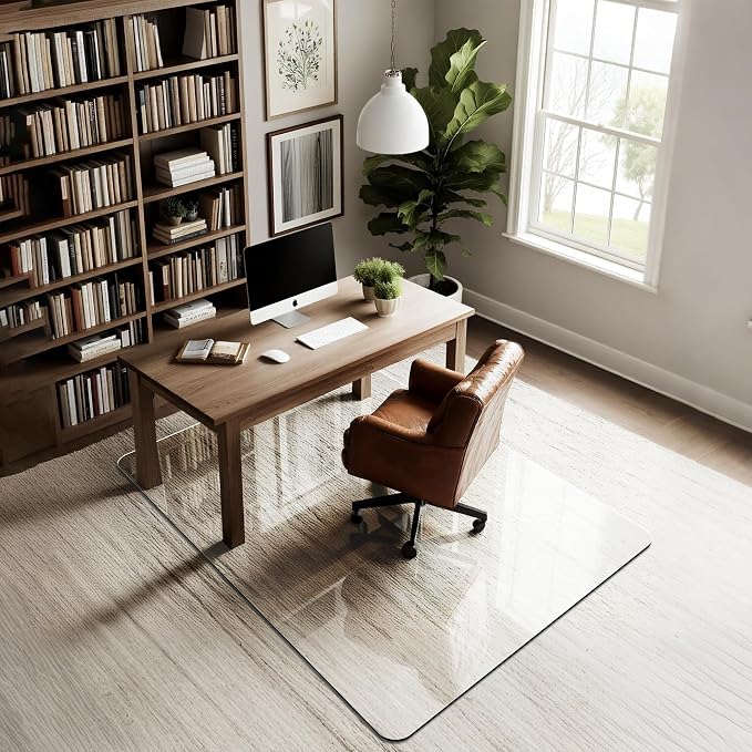 Office Chair Mat for Carpet & Hardwood, Upgraded 45" x 60" Tempered Glass Chair - Image 2