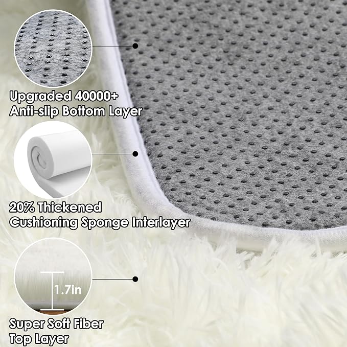 ONASAR Cream White Area Rugs for Bedroom Living Room, Washable Fluffy 4x6 - Image 3