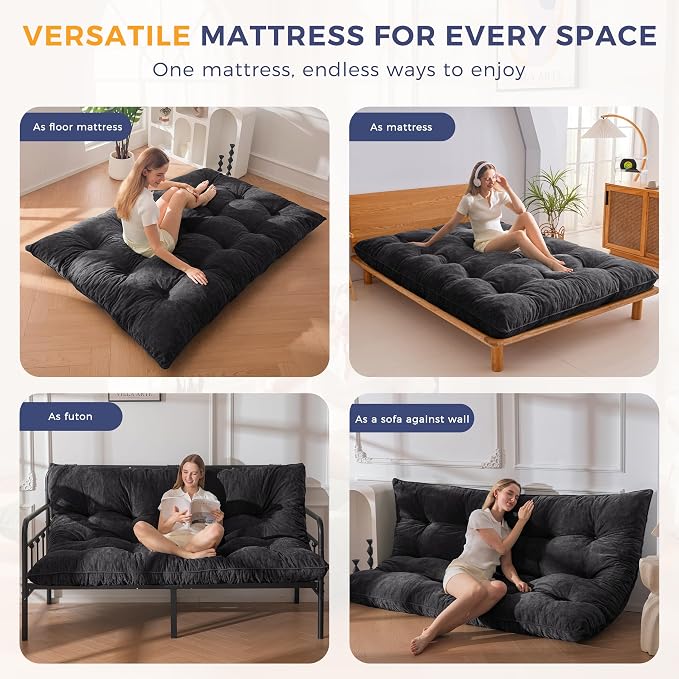 MAXYOYO Japanese Floor Mattress Queen Size, Thick Chenille Tatami Mat Sleeping - Image 5