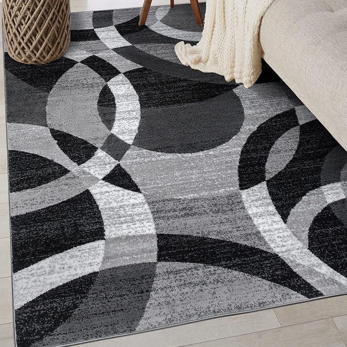 Rugshop Gray Medium Indoor Area Rug, Abstract Circles, High-Traffic, - Image 9