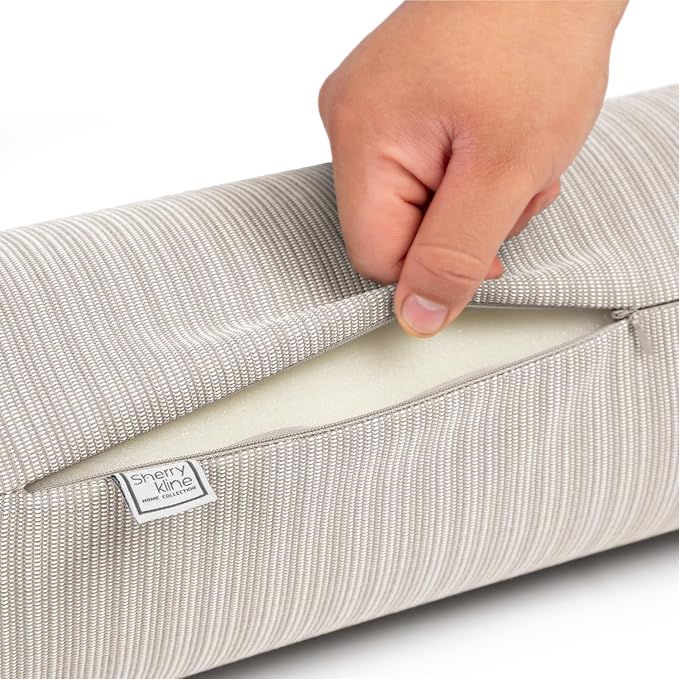 Sherry Kline Island Breeze Indoor/Outdoor Corded Neck Bolster Sand 6"x 18" Set - Image 3