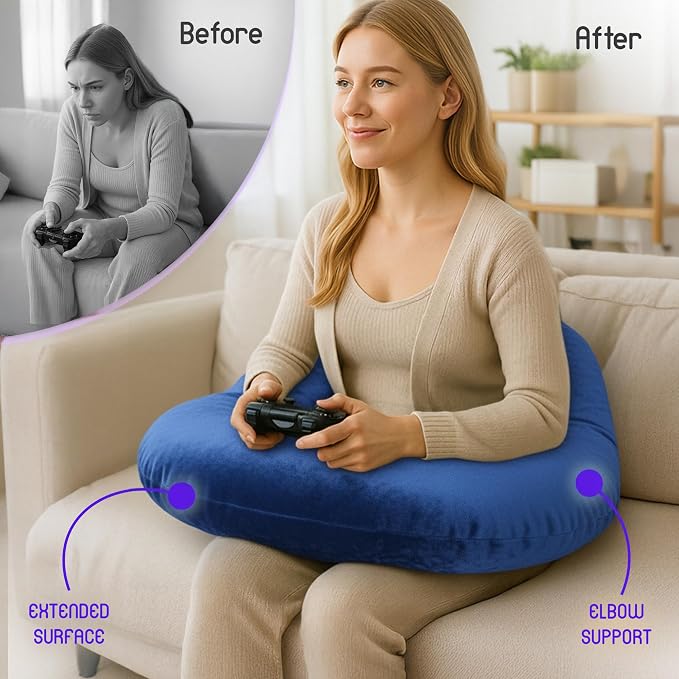 MELLO Lap Pillow for Reading – Memory Foam Gaming Pillow for Lap, Elbow and Arm - Image 6