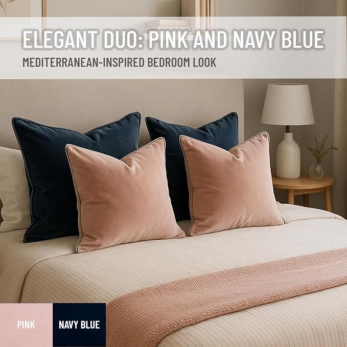 2 Pack Velvet Decorative Throw Pillow Covers, Contrast Piping, Indoor Use - Image 10