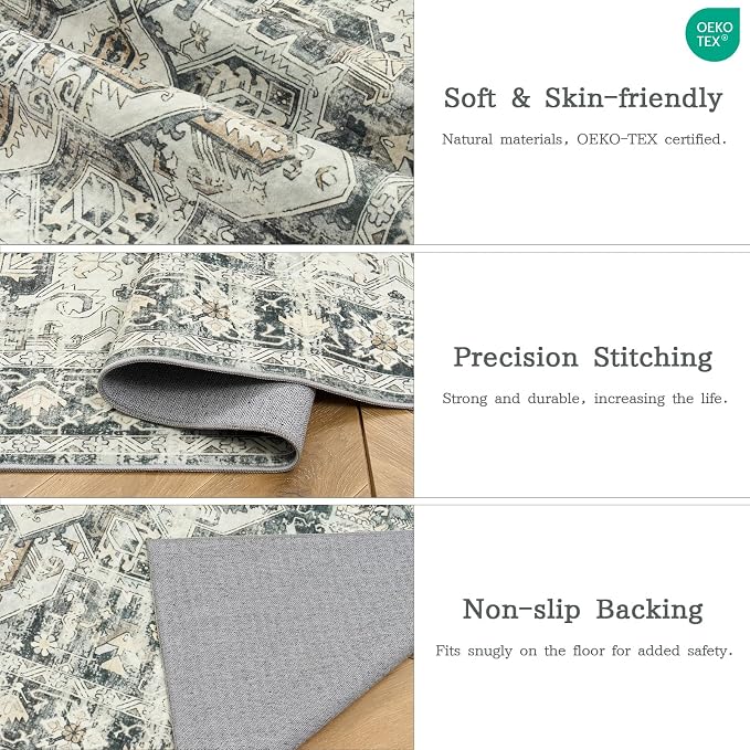 zesthome 9x12 Area Rugs, Stain Resistant Washable Rug, Ultra-Thin Rugs - Image 4