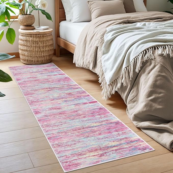 2x6 Modern Abstract Runner Rug for Hallways, Non-Shedding Washable Rug for - Image 3