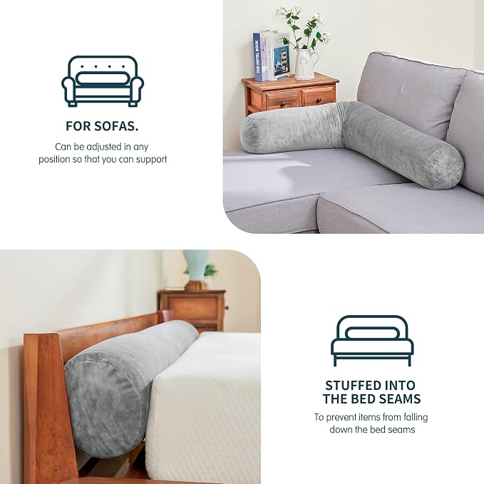 SyMax 7.8"x60" Body Pillow for Queen Bed, Bolster w/Removable Polyester Cover - Image 2