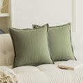 Set of 2 Cozy Striped Herringbone Flange Throw Pillow Covers, Aesthetic by Rythome