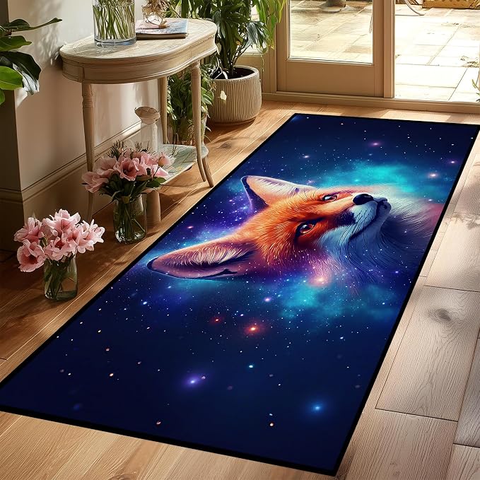 Galaxy Fox Rug 3D Cute Foxes Area Rugs by CERYUEE
