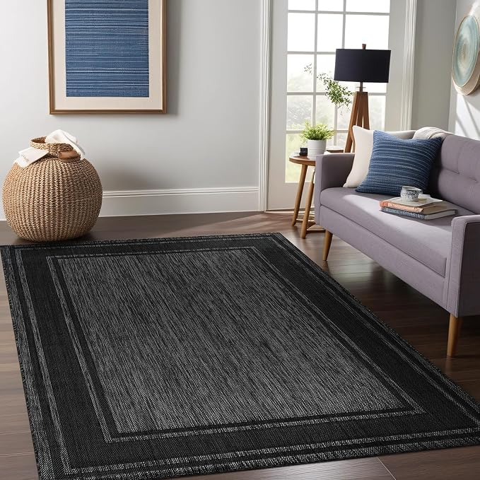 Beverly Rug Outdoor Rug 8x10 Modern Bordered Area Rugs - Image 4