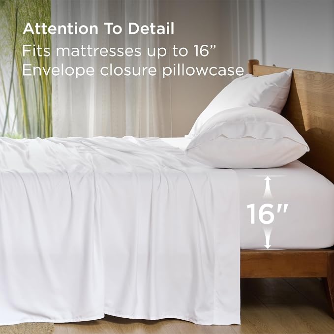 Bedsure California King Sheet Sets, Cooling Sheets, Rayon Derived from Bamboo - Image 4