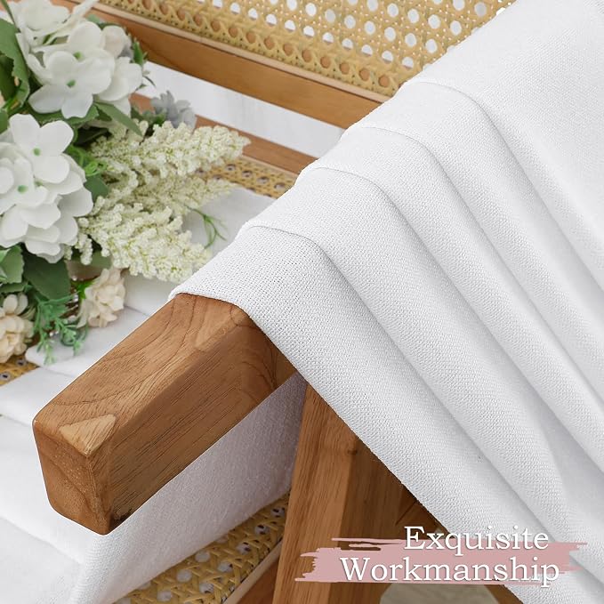 Simplebrand White Faux Linen Textured Curtains 63 Inch Length 2 Panels - Image 8