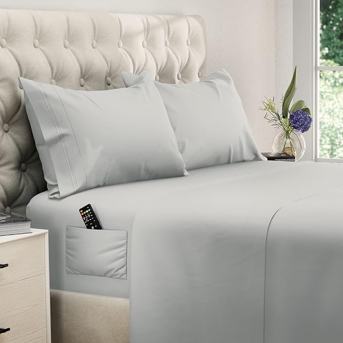 DREAMCARE Queen Sheet Set – 4 pcs Cooling Sheets – up to 21” Extra Deep Pocket by DREAMCARE