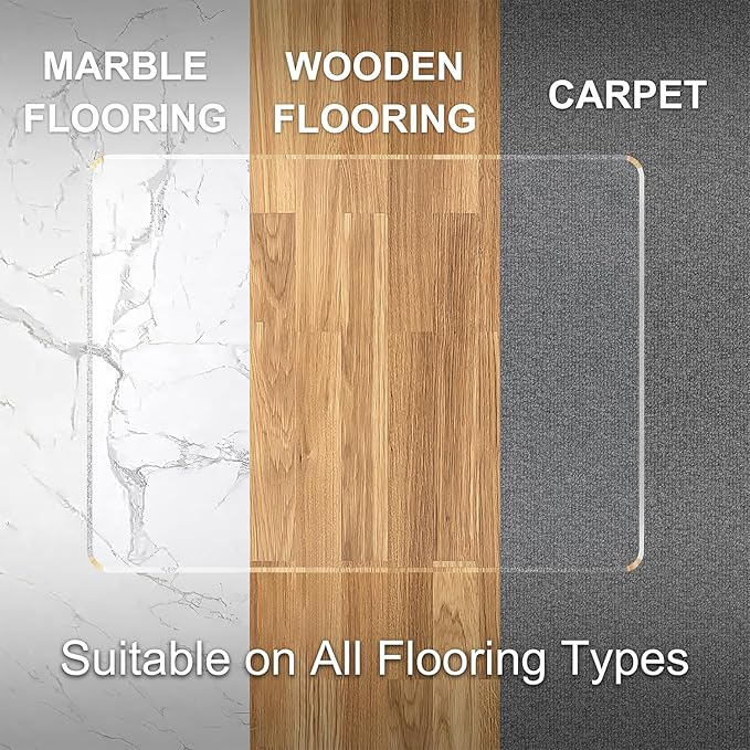 Beveled Edge Office Chair Mat for Carpet or Hardwood Floor 42" x 42" Clear - Image 6