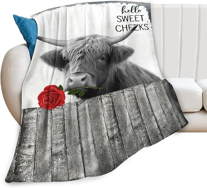 Funny Highland Cow Throw Blanket by citari