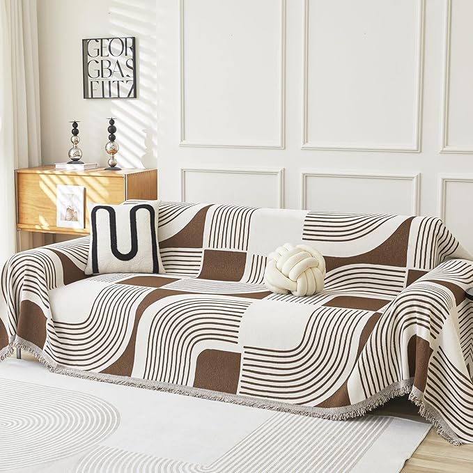 Boho Couch Cover Sofa Covers Washable, Chenille Couch Covers by WEYOND