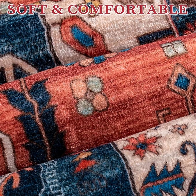 SERISSA Boho Rugs for Entryway, 2x3 Rust Entryway Rug Non-Slip Washable Small - Image 6