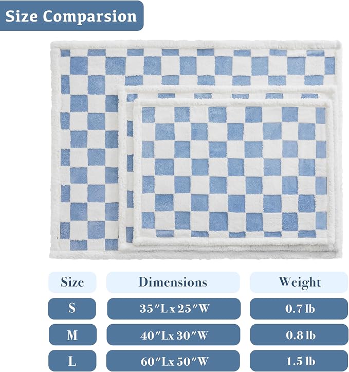 Checkered Dog Blanket, Cute Aesthetic Style Fluffy Fleece Pets Blanket - Image 6